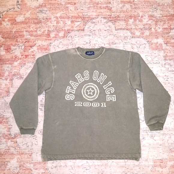 Stars on Ice  2001 VTG Olive Green Cotton Unisex Sweatshirt  Large - Picture 1 of 12